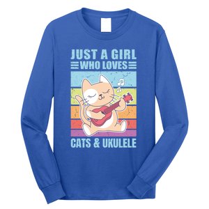 Just A Who Loves Cats And Ukulele Gift And Gift Long Sleeve Shirt