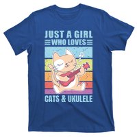 Just A Who Loves Cats And Ukulele Gift And Gift T-Shirt