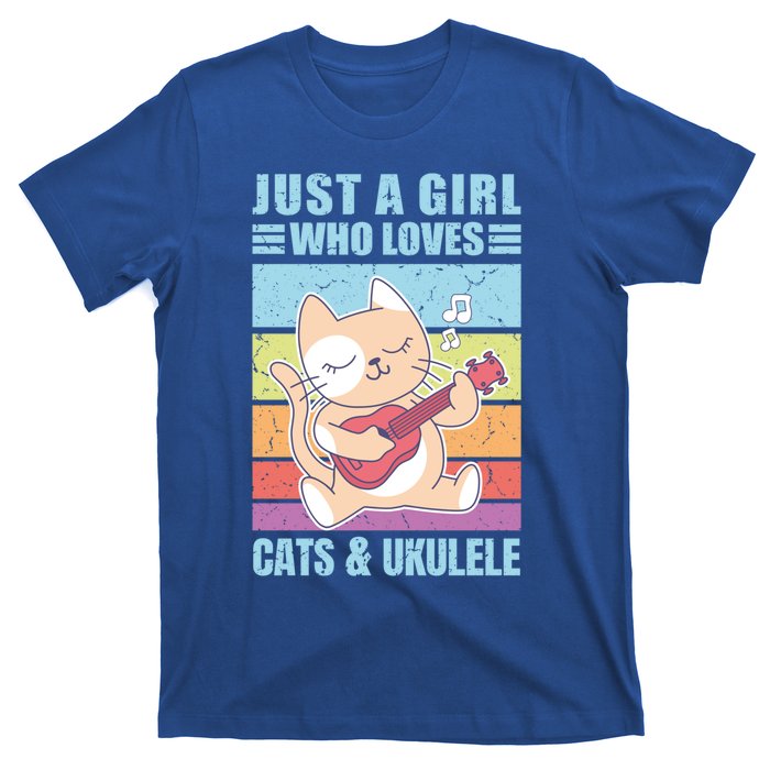 Just A Who Loves Cats And Ukulele Gift And Gift T-Shirt