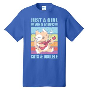 Just A Who Loves Cats And Ukulele Gift And Gift Tall T-Shirt