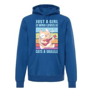 Just A Who Loves Cats And Ukulele Gift And Gift Premium Hoodie