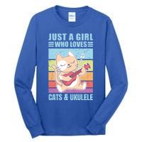 Just A Who Loves Cats And Ukulele Gift And Gift Tall Long Sleeve T-Shirt