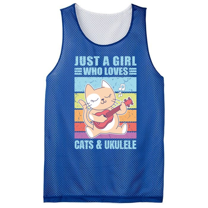 Just A Who Loves Cats And Ukulele Gift And Gift Mesh Reversible Basketball Jersey Tank