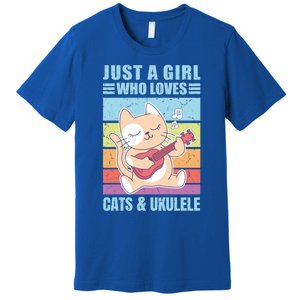 Just A Who Loves Cats And Ukulele Gift And Gift Premium T-Shirt