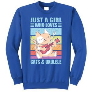 Just A Who Loves Cats And Ukulele Gift And Gift Tall Sweatshirt