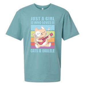 Just A Who Loves Cats And Ukulele Gift And Gift Sueded Cloud Jersey T-Shirt