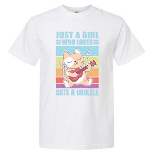 Just A Who Loves Cats And Ukulele Gift And Gift Garment-Dyed Heavyweight T-Shirt