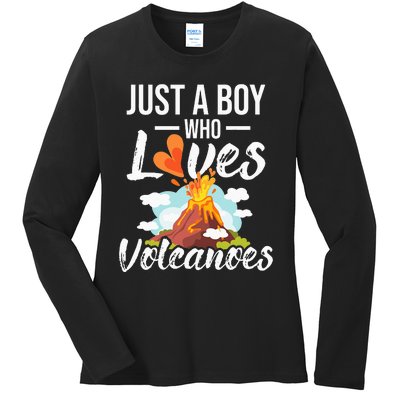 Just A  Who Loves Volcanoes Ladies Long Sleeve Shirt