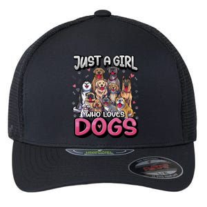 Just A Who Loves Dogs Cool Gift Funny Puppy Dog Lover Gift Flexfit Unipanel Trucker Cap