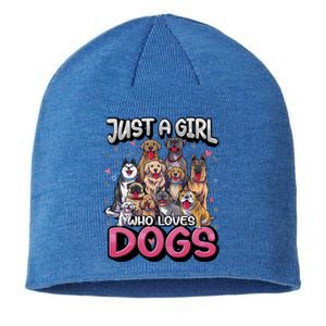 Just A Who Loves Dogs Cool Gift Funny Puppy Dog Lover Gift Sustainable Beanie