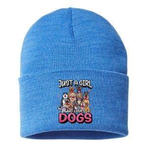 Just A Who Loves Dogs Cool Gift Funny Puppy Dog Lover Gift Sustainable Knit Beanie