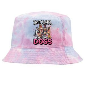 Just A Who Loves Dogs Cool Gift Funny Puppy Dog Lover Gift Tie-Dyed Bucket Hat