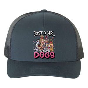 Just A Who Loves Dogs Cool Gift Funny Puppy Dog Lover Gift Yupoong Adult 5-Panel Trucker Hat