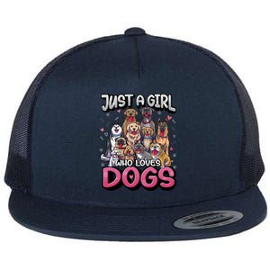 Just A Who Loves Dogs Cool Gift Funny Puppy Dog Lover Gift Flat Bill Trucker Hat