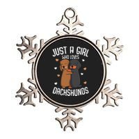 Just a who loves Dachshunds Dog Lover Metallic Star Ornament