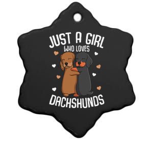 Just a who loves Dachshunds Dog Lover Ceramic Star Ornament