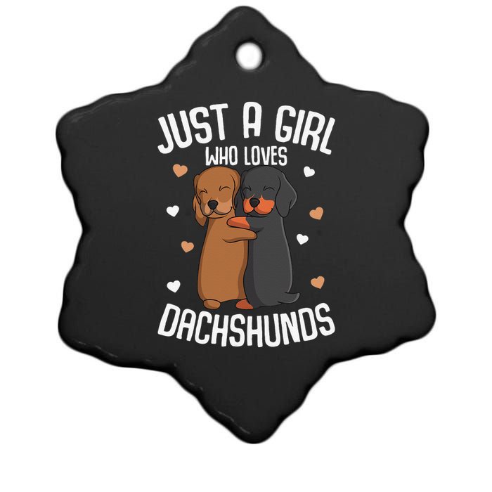 Just a who loves Dachshunds Dog Lover Ceramic Star Ornament