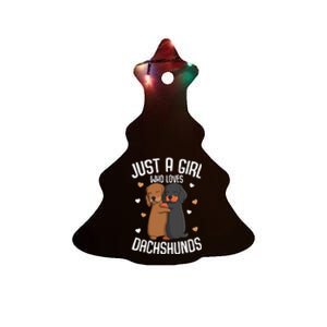 Just a who loves Dachshunds Dog Lover Ceramic Tree Ornament