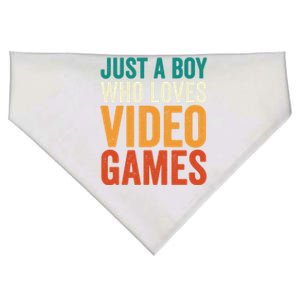 Just A Who Loves Video Games Gamer Retro Cool Gift USA-Made Doggie Bandana