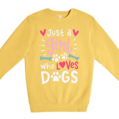 Just A Who Loves Dogs Funny Gift For Dog Lovers Premium Crewneck Sweatshirt