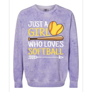 Just A Who Loves Softball Cute Softball Lover Gift Colorblast Crewneck Sweatshirt