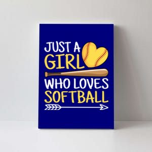 Just A Who Loves Softball Cute Softball Lover Gift Canvas