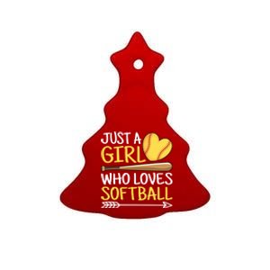 Just A Who Loves Softball Cute Softball Lover Gift Ceramic Tree Ornament