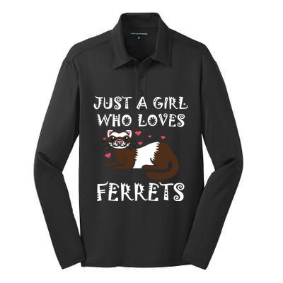 Just A Who Loves Ferrets Zoogoer Wildlife Animal Cool Gift Silk Touch Performance Long Sleeve Polo