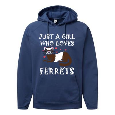 Just A Who Loves Ferrets Zoogoer Wildlife Animal Cool Gift Performance Fleece Hoodie