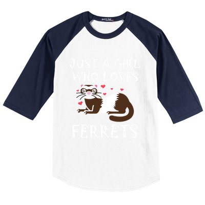 Just A Who Loves Ferrets Zoogoer Wildlife Animal Cool Gift Baseball Sleeve Shirt