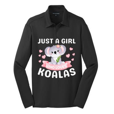 Just A  Who Loves Koala Bear Silk Touch Performance Long Sleeve Polo