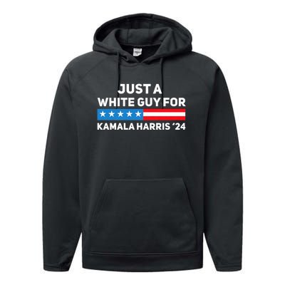 Just A White Guy For Kamala Harris 2024 President Election Performance Fleece Hoodie