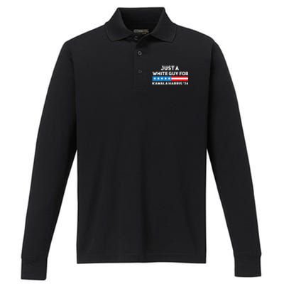 Just A White Guy For Kamala Harris 2024 President Election Performance Long Sleeve Polo