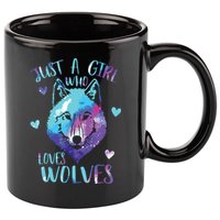 Just A Who Loves Wolves Themed Galaxy Space Wolf Lover 11oz C Handle Ceramic Mug