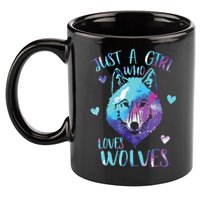 Just A Who Loves Wolves Themed Galaxy Space Wolf Lover 11oz C Handle Ceramic Mug