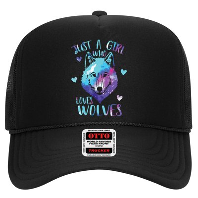 Just A Who Loves Wolves Themed Galaxy Space Wolf Lover Trucker Hat