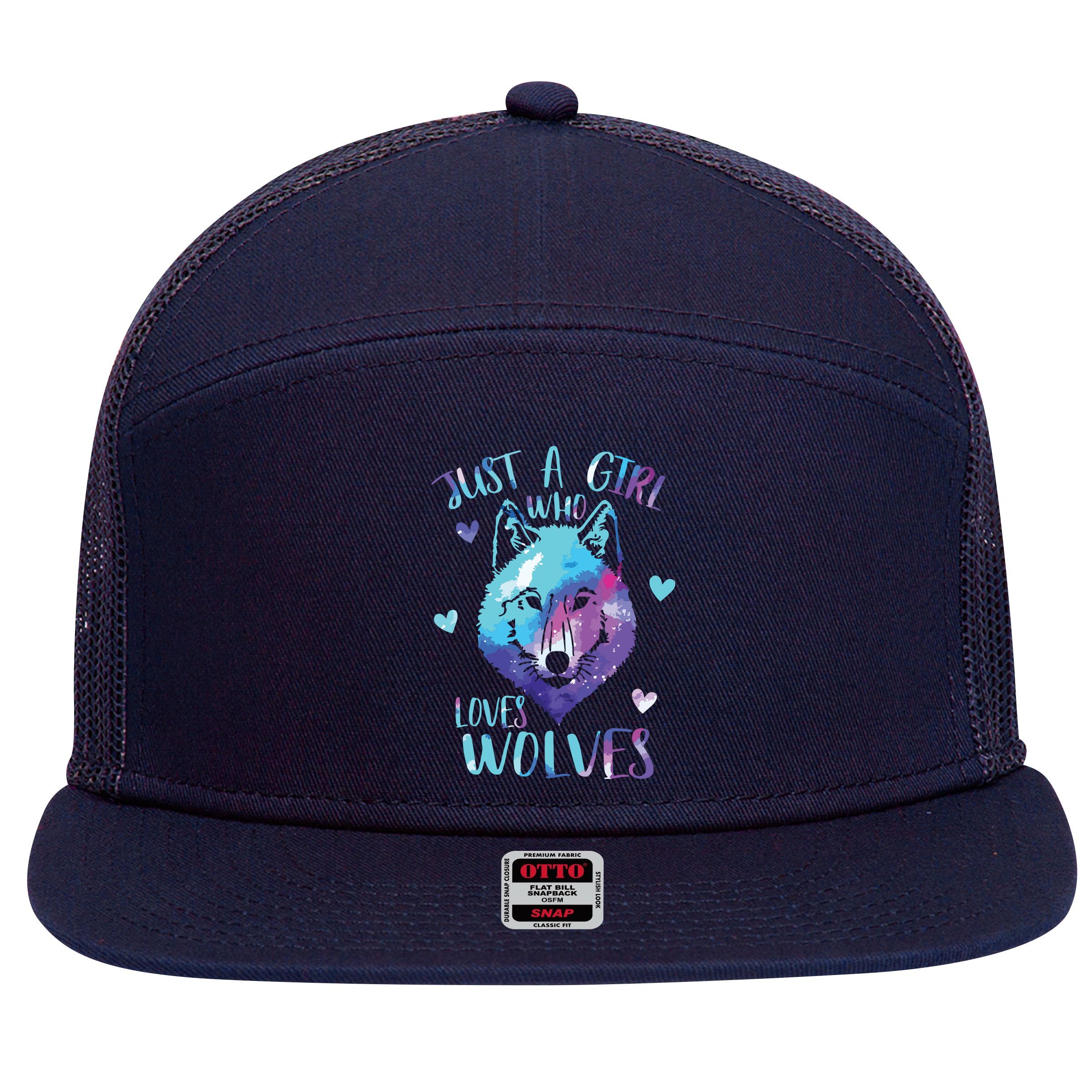 Just A Who Loves Wolves Themed Galaxy Space Wolf Lover 7 Panel Mesh Trucker Snapback Hat