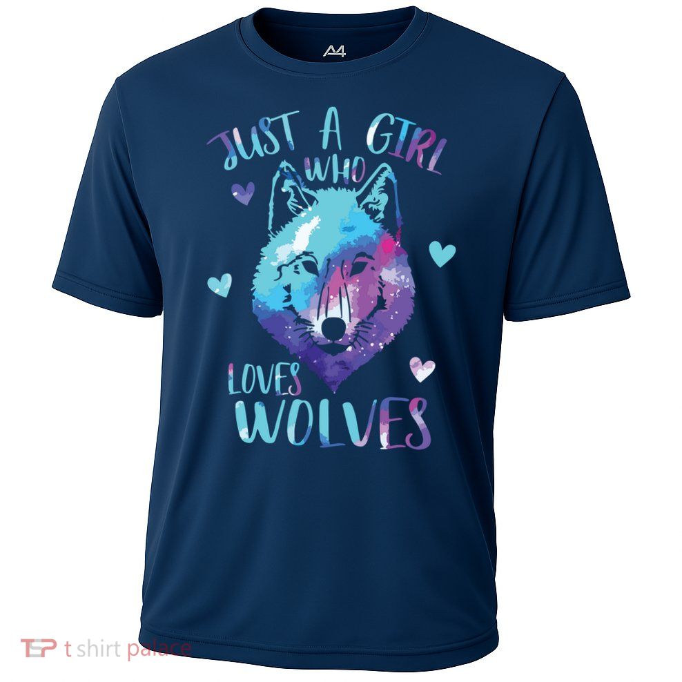 Just A Who Loves Wolves Themed Galaxy Space Wolf Lover Performance Shirt