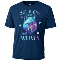 Just A Who Loves Wolves Themed Galaxy Space Wolf Lover Cooling Performance Crew T-Shirt