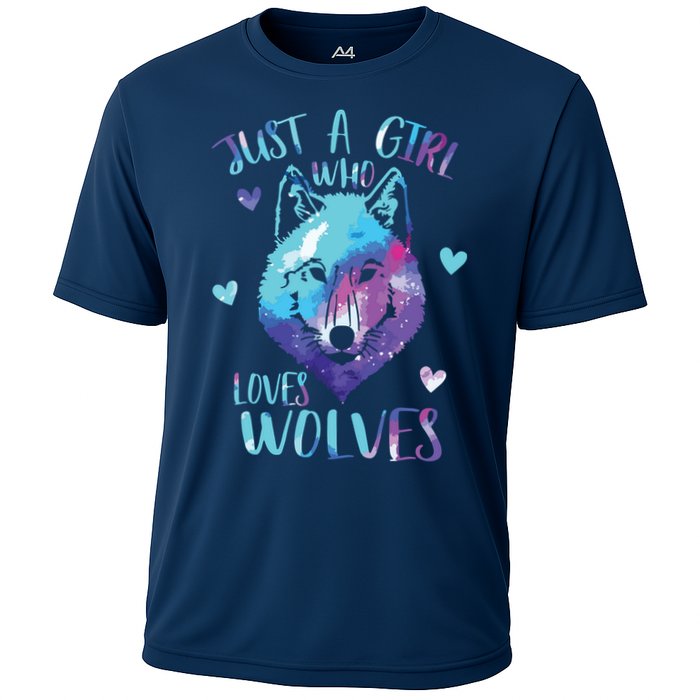 Just A Who Loves Wolves Themed Galaxy Space Wolf Lover Cooling Performance Crew T-Shirt