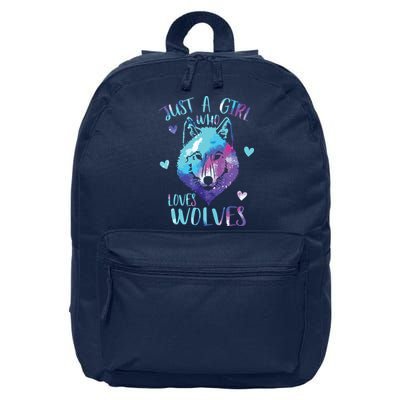Just A Who Loves Wolves Themed Galaxy Space Wolf Lover 16 in Basic Backpack