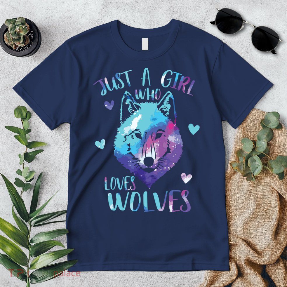 Just A Who Loves Wolves Themed Galaxy Space Wolf Lover Premium T-Shirt