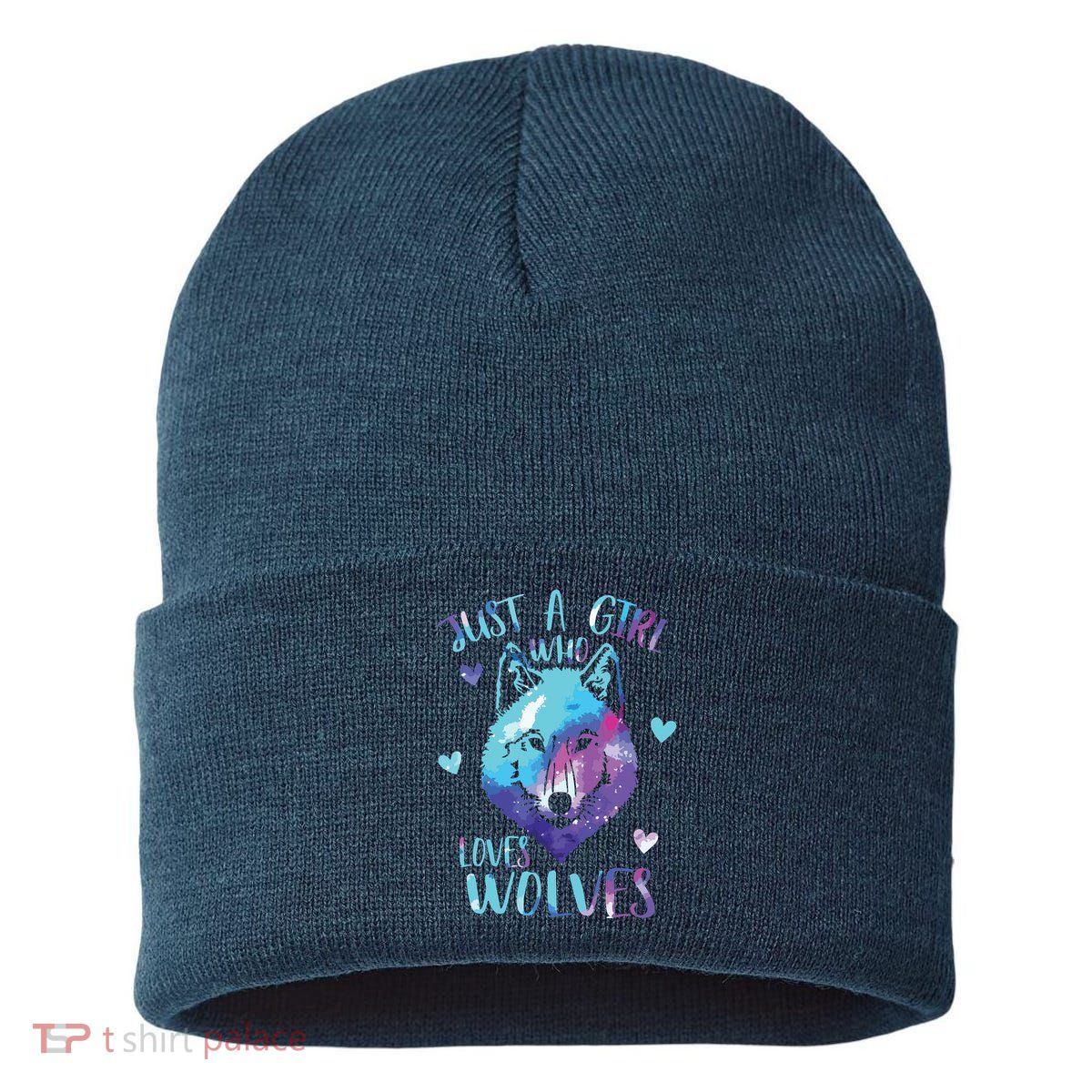 Just A Who Loves Wolves Themed Galaxy Space Wolf Lover Sustainable Knit Beanie