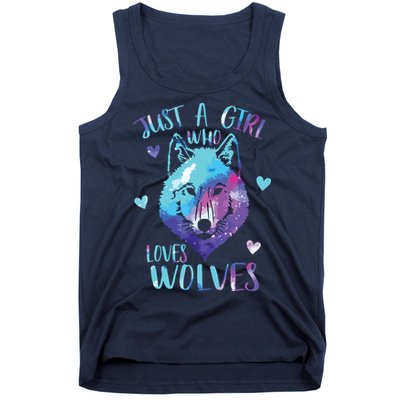 Just A Who Loves Wolves Themed Galaxy Space Wolf Lover Tank Top