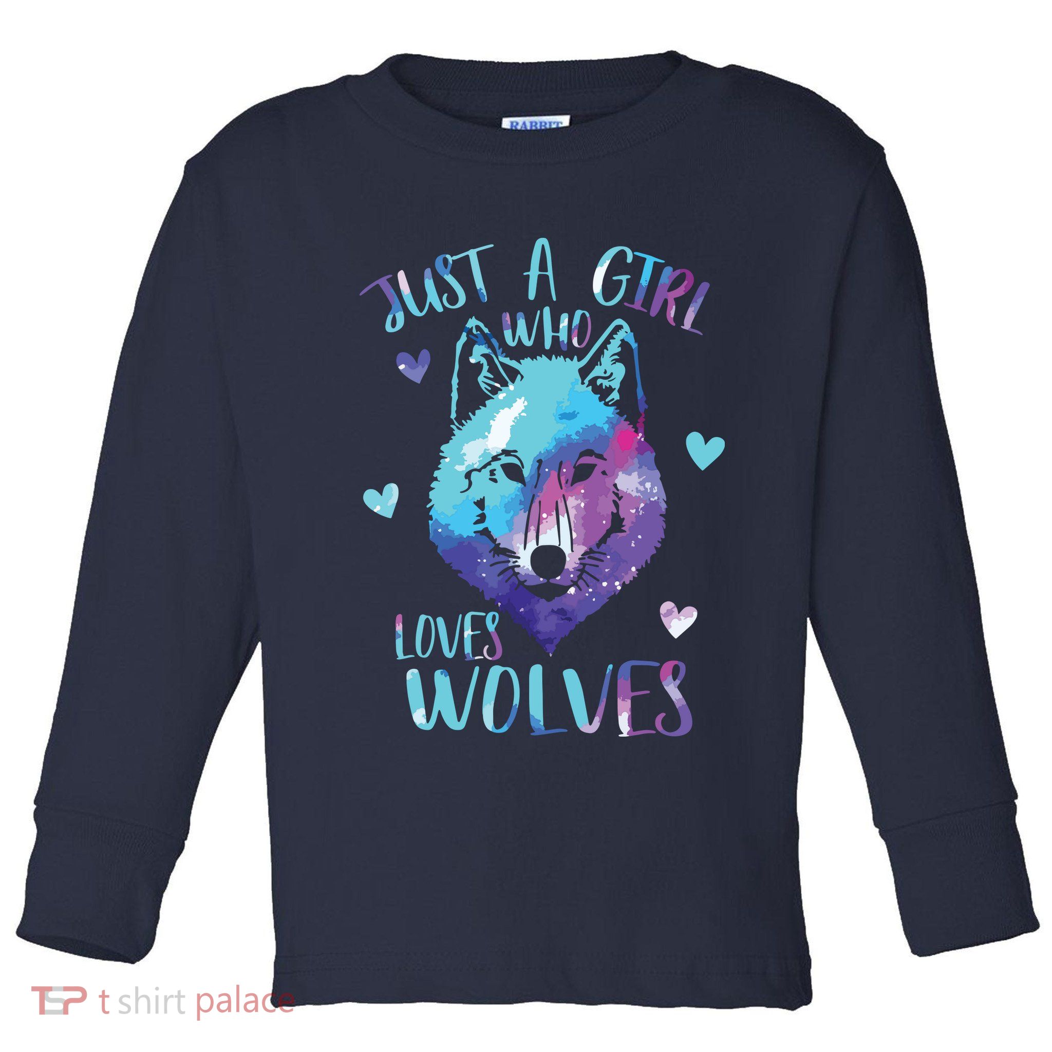 Just A Who Loves Wolves Themed Galaxy Space Wolf Lover Toddler Long Sleeve Shirt