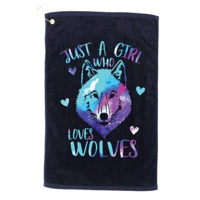 Just A Who Loves Wolves Themed Galaxy Space Wolf Lover Golf Towel