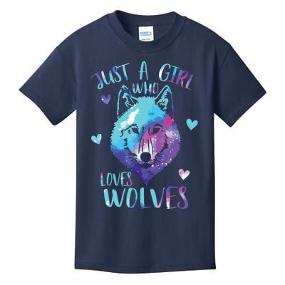 Just A Who Loves Wolves Themed Galaxy Space Wolf Lover Kids T-Shirt