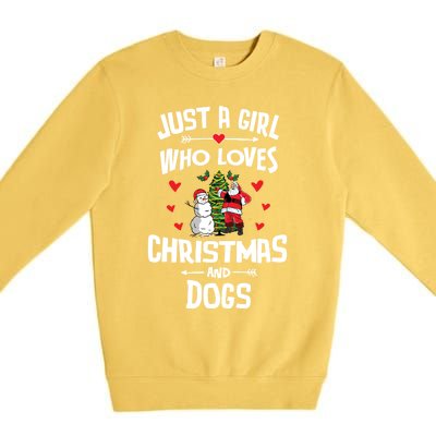 Just A Who Loves Christmas And Dogs Gift Cool Gift Premium Crewneck Sweatshirt