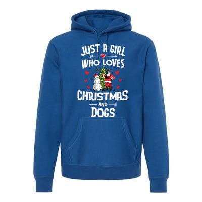 Just A Who Loves Christmas And Dogs Gift Cool Gift Premium Hoodie