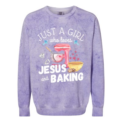 Just A Who Loves Jesus And Baking Funny Christian Great Gift Colorblast Crewneck Sweatshirt